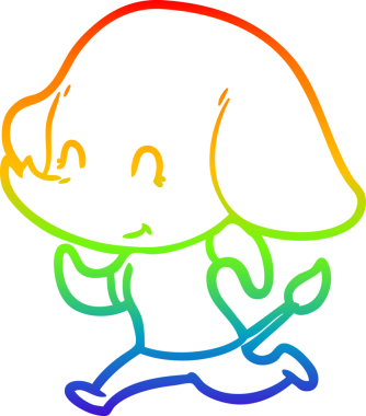 Gökkuşağı gradyan çizgisi bir insan tarafından çizilmiş şirin bir fil çizimi