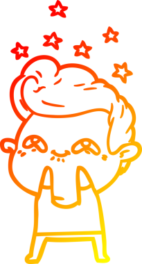 Bir insan tarafından çizilmiş, heyecanlı bir çizgi film çizimi.