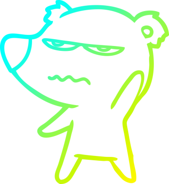 Sinirli bir ayı karikatürünün insan tarafından çizilmiş soğuk gradyan çizimi