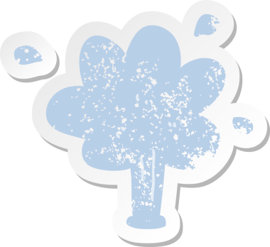 Bir insan tarafından çizilmiş su fışkırtan karikatür çıkartması.