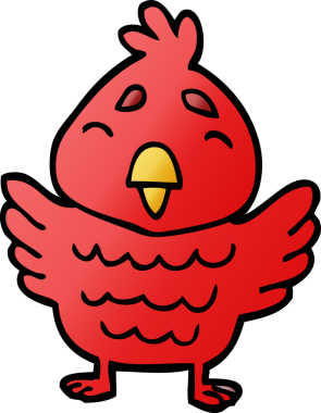 Bir insan tarafından çizilmiş kırmızı kuş.