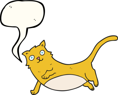 Bir insan tarafından çizilmiş serbest konuşma balonu çizgi film kedisi