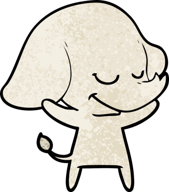 Bir insan tarafından çizilmiş gülümseyen bir fil.