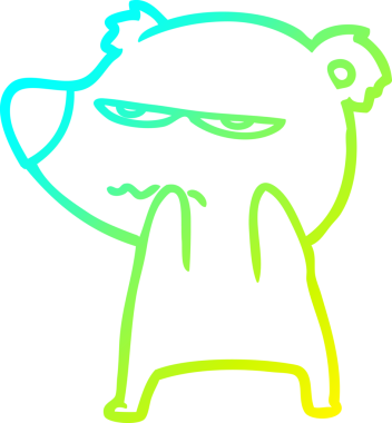 Sinirli bir ayı karikatürünün insan tarafından çizilmiş soğuk gradyan çizimi