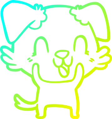 Bir insan tarafından çizilmiş gülen çizgi film köpeğinin soğuk çizgisi.