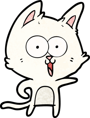 Bir insan tarafından çizilmiş komik çizgi film kedisi.