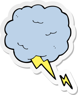 Bir insan tarafından çizilmiş bir karikatür gökgürültüsü bulutu simgesi.