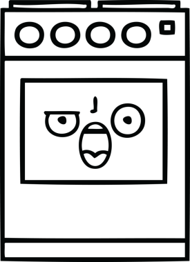 Bir insan tarafından çizilmiş bir mutfak fırınının çizgi çizimi