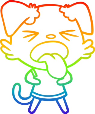 Gökkuşağı gradyan çizgi çizimi bir insan tarafından çizilmiş iğrenç bir köpek.