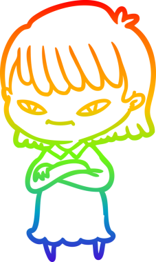 gökkuşağı gradyan çizimi bir insan tarafından çizilmiş bir karikatür kadın