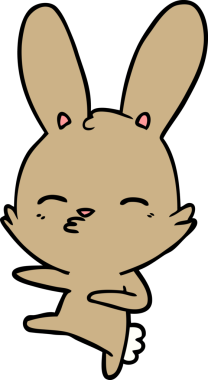 Bir insan tarafından çizilmiş meraklı tavşan çizgi filmi.