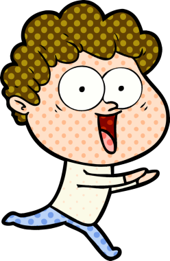 Bir insan tarafından çizilmiş heyecanlı bir adam karikatürü