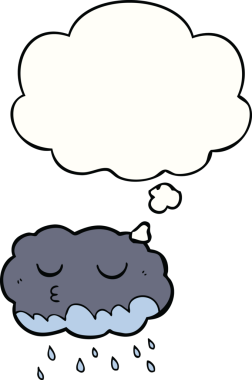 Bir insan tarafından çizilmiş düşünce baloncuklu çizgi film yağmur bulutu