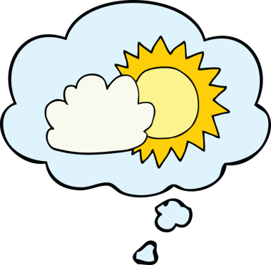 Bir insan tarafından çizilmiş düşünce baloncuklu karikatür havası