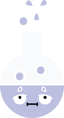 Bir insan tarafından çizilmiş bir test tüpünün düz renk retro karikatürü