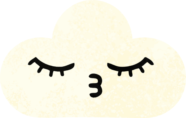 Bir insan tarafından çizilmiş beyaz bir bulutun retro çizim tarzı karikatürü