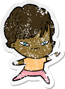 Bir insan tarafından çizilmiş mutlu bir karikatür çıkartması.