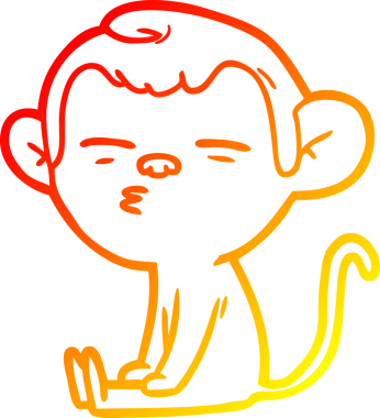 Bir insan tarafından çizilmiş şüpheli bir maymunun sıcak çizgi çizimi