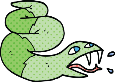 Çizgi roman tarzı tıslayan yılan bir insan tarafından çizilmiş.