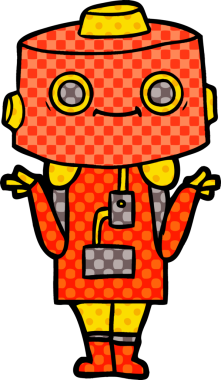 Bir insan tarafından çizilmiş çizgi film robotu