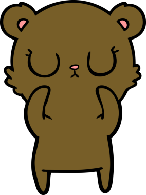 Bir insan tarafından çizilmiş barışçıl çizgi film ayısı.