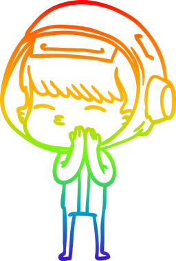 gökkuşağı gradyan çizimi bir insan tarafından çizilmiş meraklı astronot çizgi