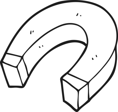 Bir insan tarafından çizilmiş siyah beyaz karikatür mıknatısı