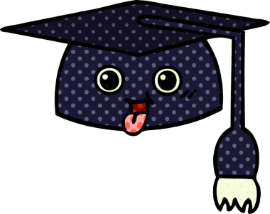 Bir insanın çizdiği mezuniyet şapkasının çizgi filmi.