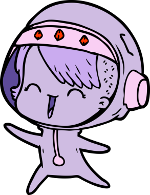 Bir insan tarafından çizilmiş mutlu uzay kızı.