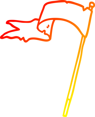 Bir insan tarafından çizilmiş çizgi film bayrağının sıcak eğimli çizgisi.