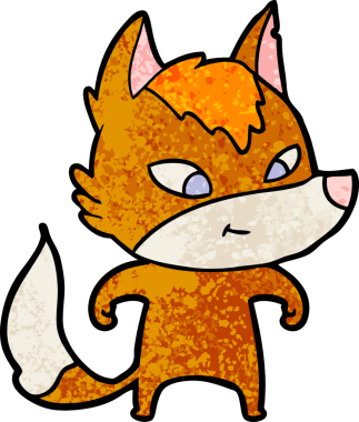 Bir insan tarafından çizilmiş tilki çizgi film karakteri