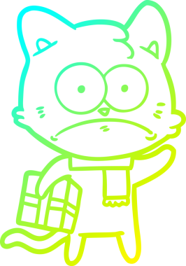 İnsan tarafından çizilmiş bir çizgi film çizimi. Sinirli bir kedi.