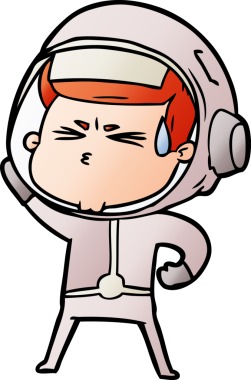 Çizgi film bir insan tarafından çizilmiş astronot.