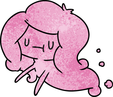 Bir insan tarafından çizilmiş kawai sevimli bir hayaletin desenli çizimi