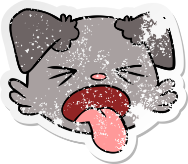 Bir insan tarafından çizilmiş karikatür köpek suratı.