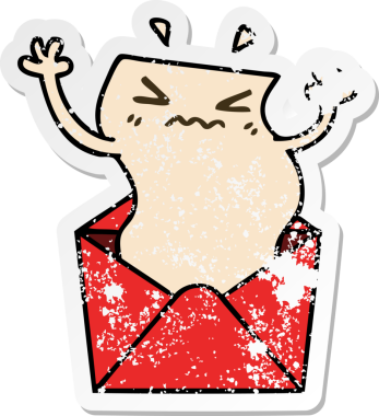 Bir insan tarafından çizilmiş garip bir el yazısı ve karikatür bir zarf.