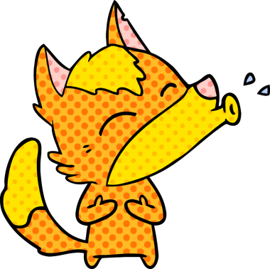 Bir insan tarafından çizilmiş tilki çizgi film karakteri