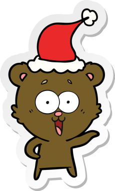 Gülen ayıcık eli çizilmiş bir insan tarafından çizilmiş Noel Baba şapkası.