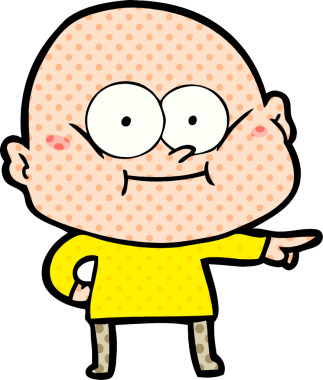 Bir insan tarafından çizilmiş kel bir adam.