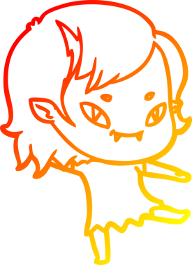 Bir insan tarafından çizilmiş, çizgi film karakteri, arkadaş canlısı vampir kız çizimi.