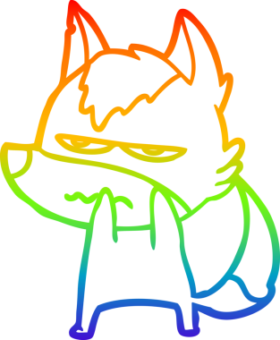 Gökkuşağı gradyan çizgi çizimi Bir insan tarafından çizilmiş rahatsız kurt