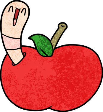 Bir insan tarafından çizilmiş elma solucanı.