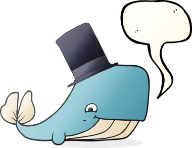 Bir insan tarafından çizilmiş silindir şapkalı balina serbest konuşma balonu.