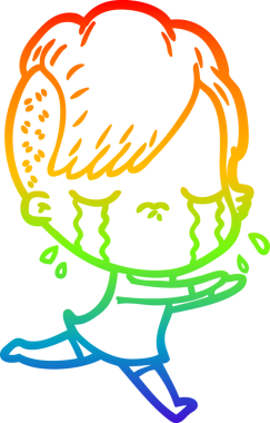 Gökkuşağı gradyan çizgi çizimi bir insan tarafından çizilen ağlayan bir kızın çizimi