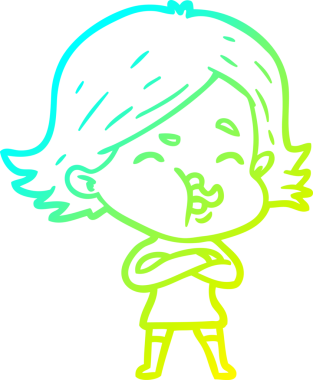 Bir insan tarafından çizilmiş bir karikatür kızı çizimi.