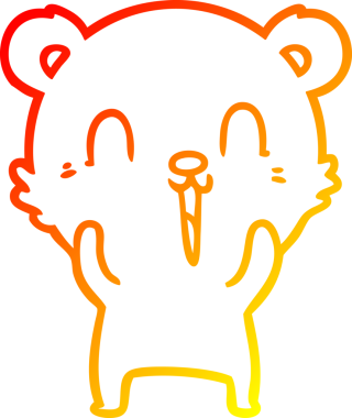 Bir insan tarafından çizilmiş mutlu çizgi film ayısının sıcak çizgi çizimi