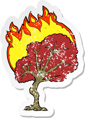 Bir insan tarafından çizilmiş yanan bir çizgi filmin gerilimli yapıştırması.