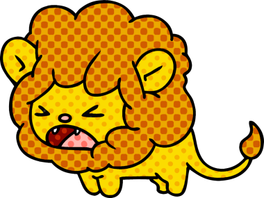 Bir insan tarafından çizilmiş kawai aslanının serbest çizimi.