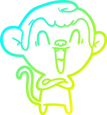 Bir insan tarafından çizilmiş gülen maymun çizgi çizimi.