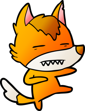 Bir insan tarafından çizilmiş tilki çizgi film karakteri